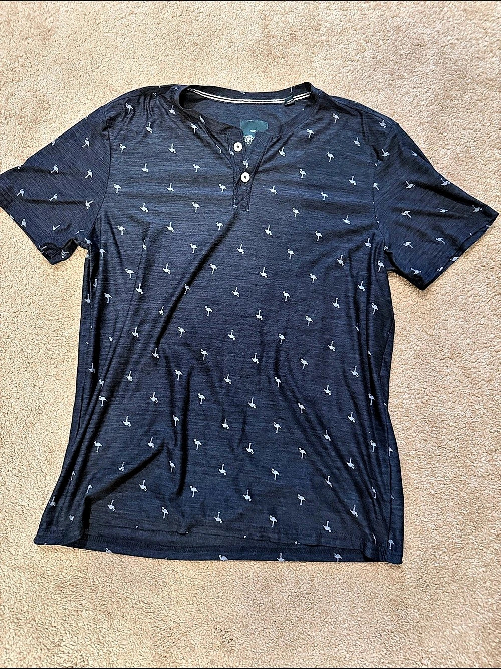 Original SuperSoft by Bruno Magli Short Sleeve Printed Henley Shirt